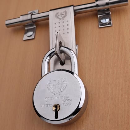 Harrison Padlocks/Round Padlock 65mm 7 Lever with 3 Keys J-SUPREME-0643 Pack of 2/ Mild Steel Material/Bright Chrome Polished Finish/Door Lock, Shutter Lock, Godown Lock, gate Lock