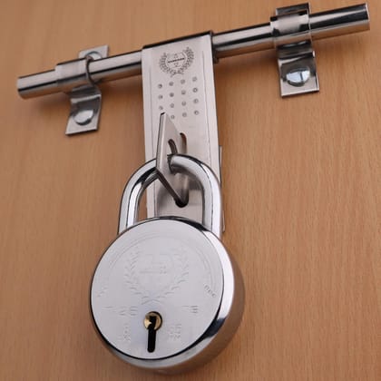 Harrison Padlocks/Round Padlock 65mm 7 Lever with 3 Keys T-26LITE-0534 Pack of 4/ Mild Steel Material/Bright Chrome Polished Finish/Door Lock, Shutter Lock, Godown Lock, gate Lock