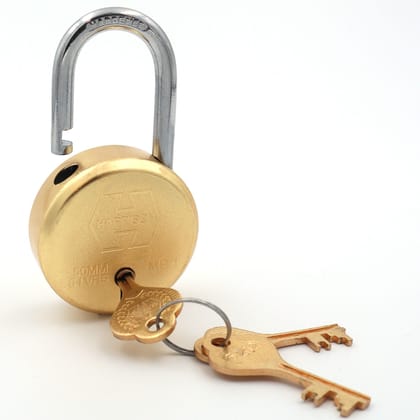 Harrison Padlocks/Round Padlock 65mm 8 Lever with 3 Keys MP3-0053 Pack of 1/ Brass Material/Brass Lacquer Finish/Door Lock, Shutter Lock, Godown Lock, gate Lock