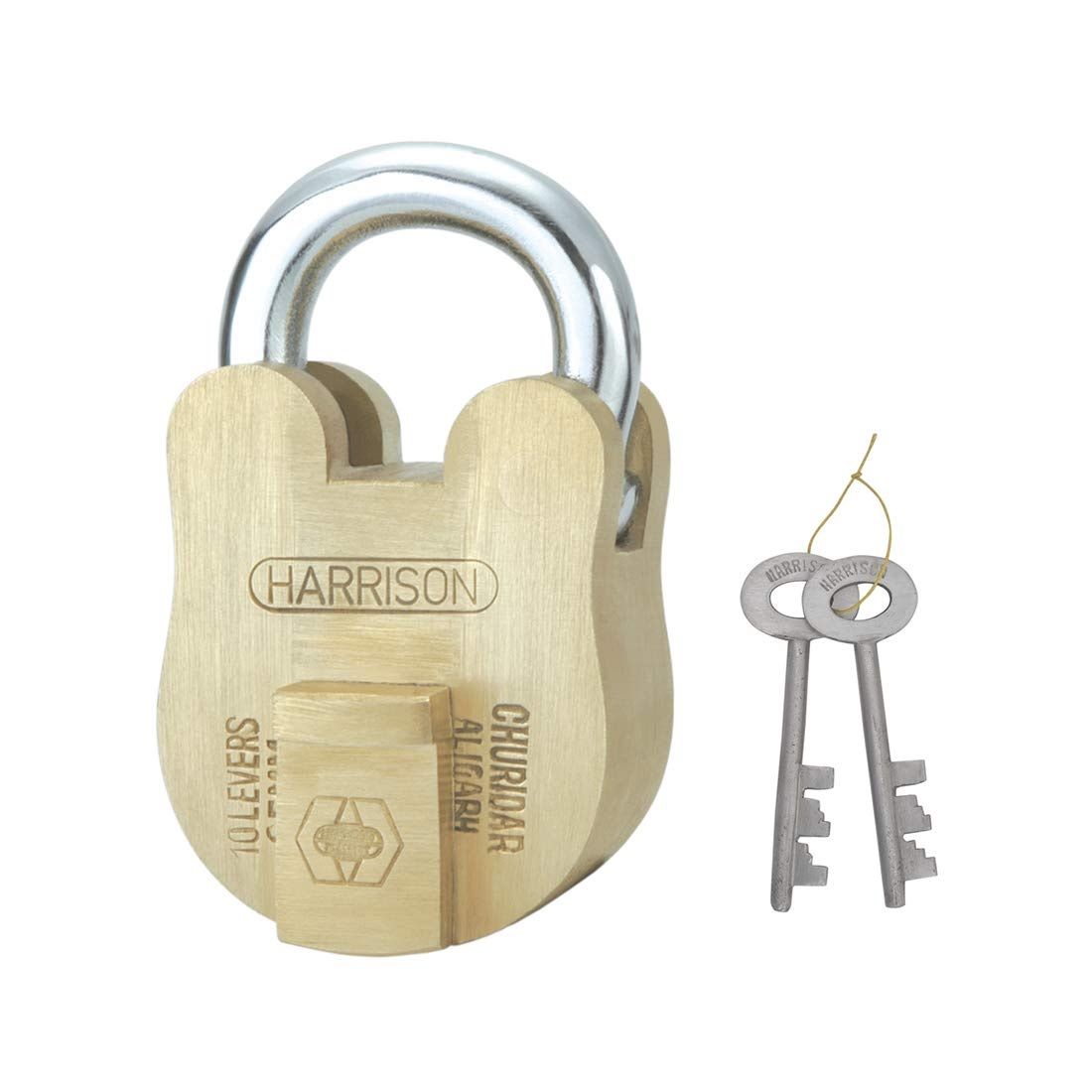 Harrison Padlocks / Round Padlock 65mm 10 Lever With 2 Keys CHURIDAR-0269/ Brass Material/ Brass Lacquer Finish/door lock, shutter lock, godown lock, gate lock