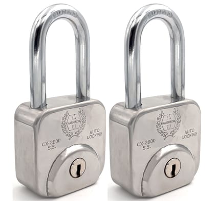 Harrison Padlocks/Square Padlock 60mm 11 Pin with 3 Computerised Keys CX-3000-0596 Pack of 2/ Mild Steel Material/Stainless Steel Finish/Door Lock, Shutter Lock, Godown Lock, gate Lock