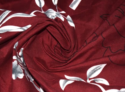 Gethitched Creations Red Floral Polycotton Queen Bedsheet 120 GSM with 2 Pillow Covers 144 TC