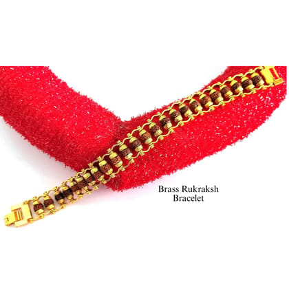 Evordlss Brass Rudraksh Gold Bracelet for 21 cm Men & Boys Golden Chain Length (Pack of 1)