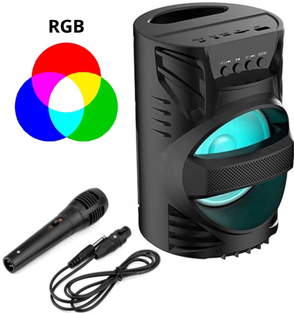 Bluetooth speaker 3D Bass Bluetooth Wired mic speaker with Type C charging port and RGB colour changing lights