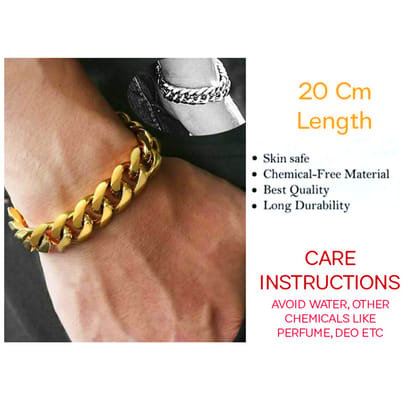 Bracelet Gold Plated Shining Adjustable 20 cm Length For Boys & Mens (Pack of 1)