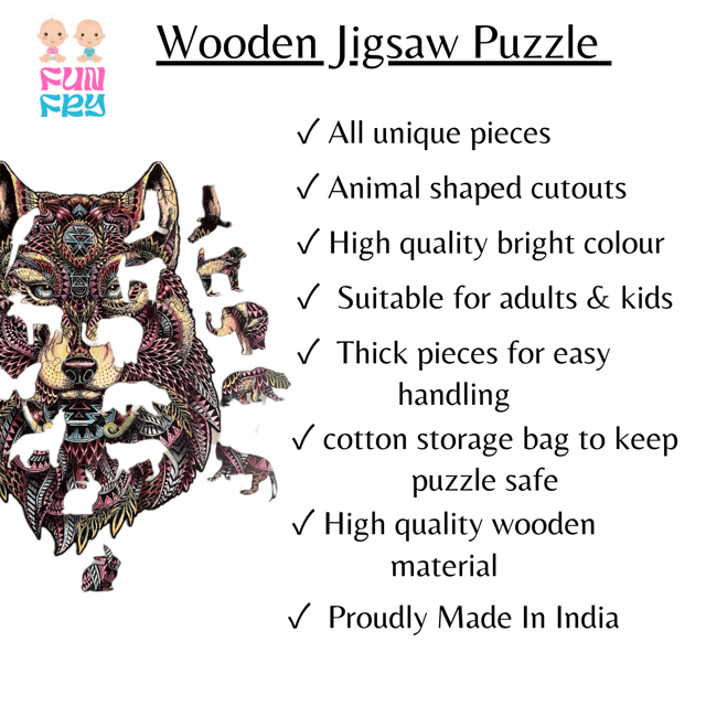 Wooden Jigsaw Puzzle For Adults - Fox Or Wolf Animal Shaped, 70 Large Pieces, Can Be Used As Mouse Pad - View #4