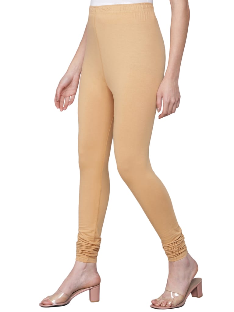 SOFT COLORS Women's Skinny Fit Ethnic Wear Churidar Leggings (Beige)