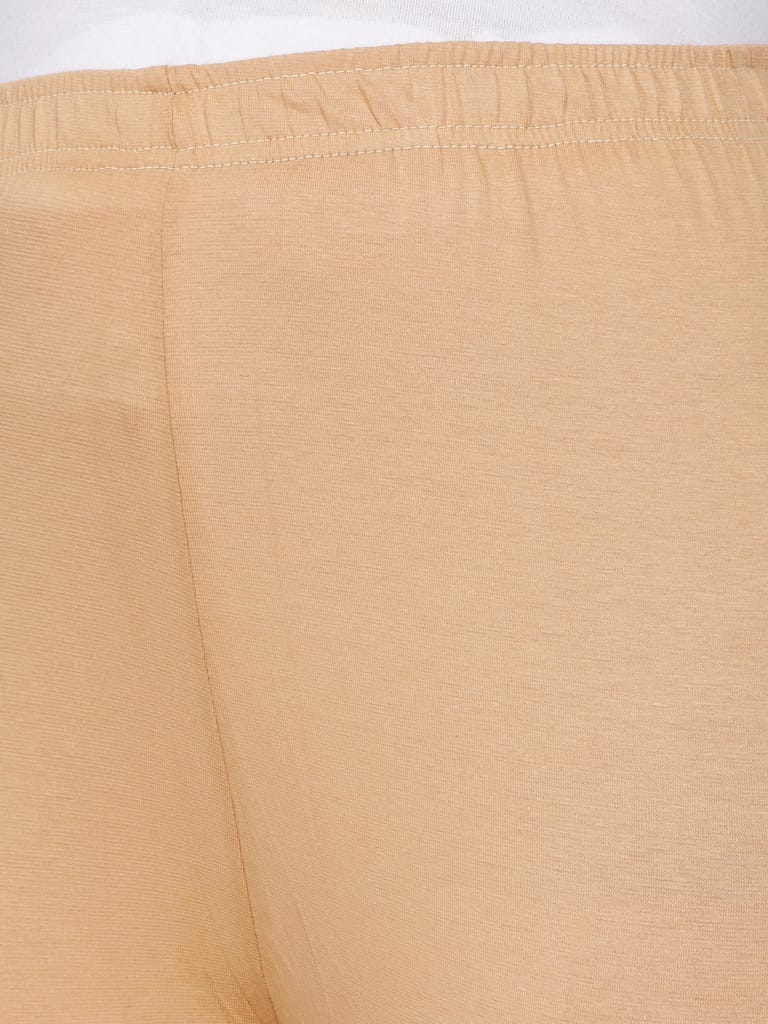 SOFT COLORS Women's Skinny Fit Ethnic Wear Churidar Leggings (Beige)