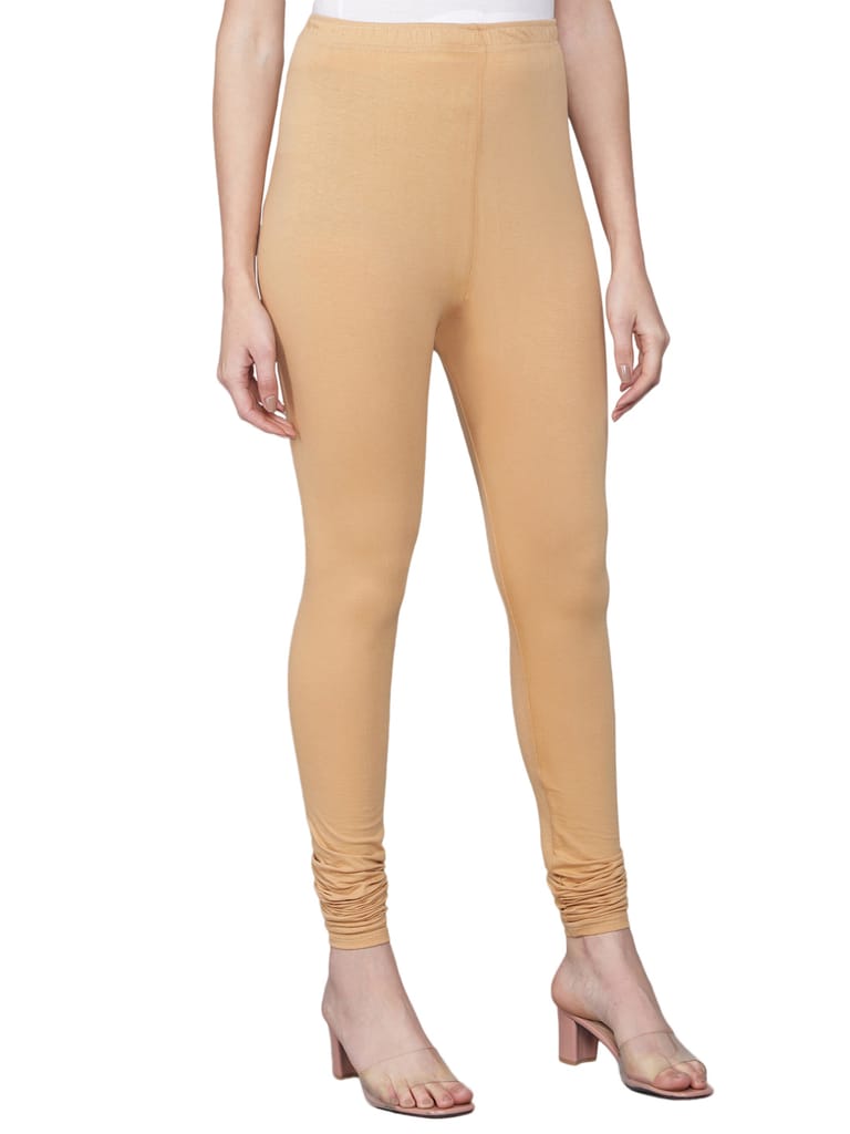 SOFT COLORS Women's Skinny Fit Ethnic Wear Churidar Leggings (Beige)