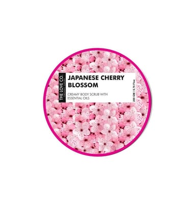 THE LOVE CO. Japanese Cherry Blossom Creamy Body Scrub For Tan Removal & Exfoliation For Women & Men - Removes Dirt & Dead Skin from Knees, Elbows & Ankles - 200gm