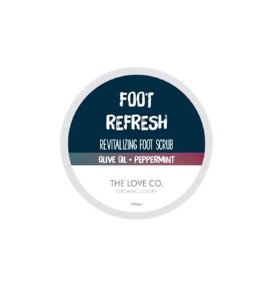 THE LOVE CO. Foot Refresh Revitalizing Foot Scrub - For Cracked Heels & Dry Feet, Foot Care Scrub With Olive Oil and Peppermint - 100gm