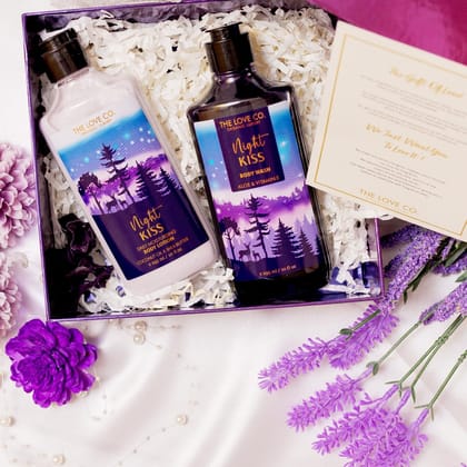 The Love Co Night kiss Shower Gel & Body Lotion | For Men and Women | Pampering Kit for Anniversary, Birthday & All Special Occasions | Premium Packaging | Pack of 2