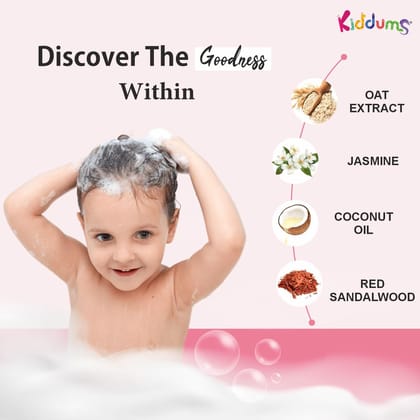 Kiddums Top to Toe Wash - Gentle & Tear-Free - With Oat Extracts, Jasmine, Red Sandalwood - 250ml