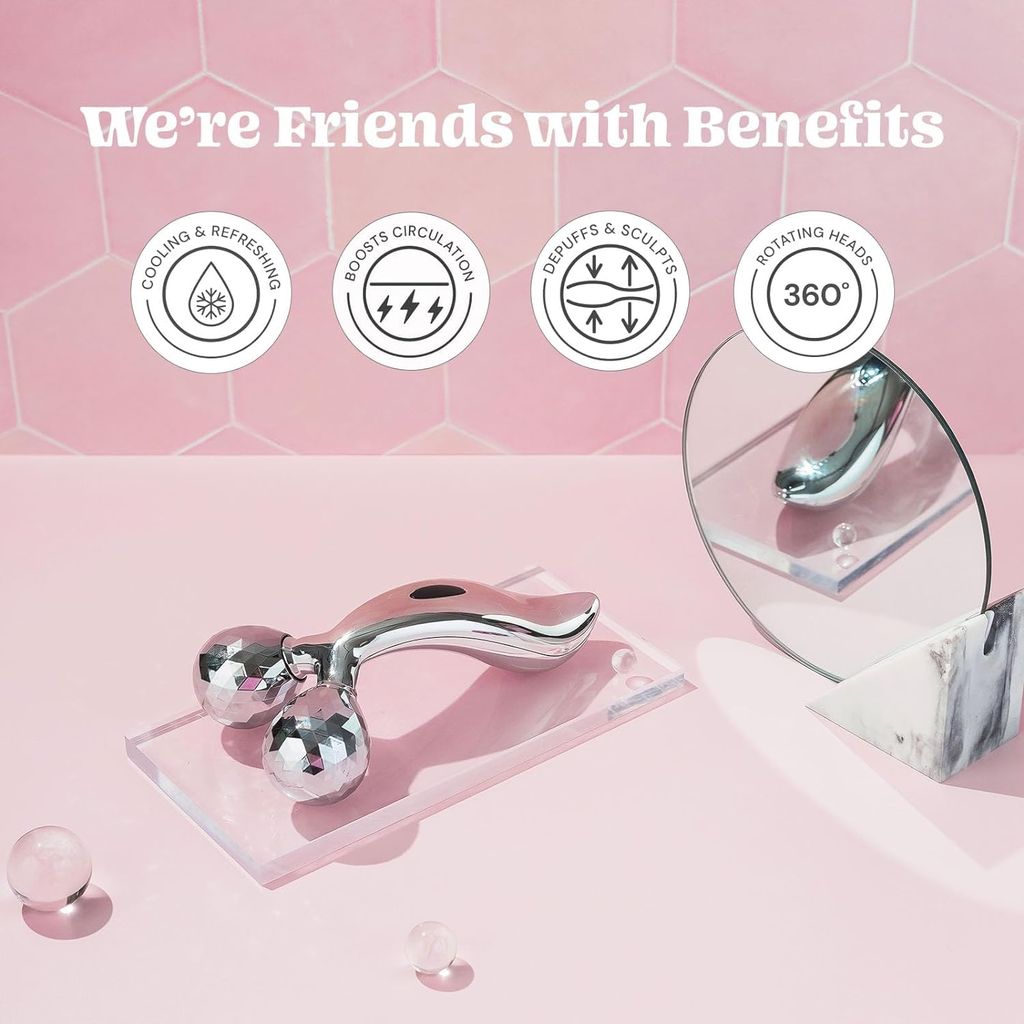 Manual Roller 3D for Body Massager Roller 360 Rotate Silver Thin Face Full Body Shape Lifting Wrinkle Remover Facial Massage Relaxation Tool 2 Wheel Shaping Skin (Set of 1)