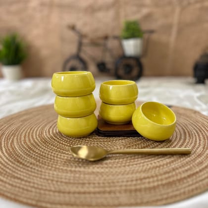 Ceramic Dining Glossy Yellow Ceramic 50ml Dip Bowls Set of 6 || Ketchup Bowls || Chutney Bowls