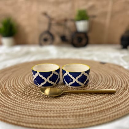 Ceramic Dining Yellow Blue Moroccan Ceramic 50ml Dip Bowls Set of 2