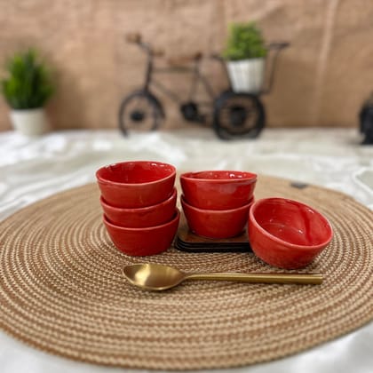 Ceramic Dining Glossy Red Ceramic Dip Bowls Set of 6
