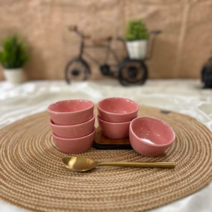 Ceramic Dining Glossy Pink Ceramic Dip Bowls Set of 6