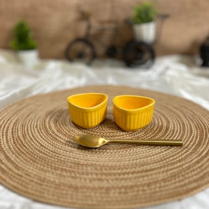 Ceramic Dining Glossy Yellow Triangle Ceramic Dip Bowls Set of 2 || Ketchup Bowls || Sauce Bowls || Chutney Bowls
