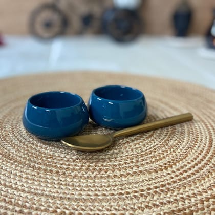 Ceramic Dining Chic Teal Blue Ceramic Dip Bowls Set of 2