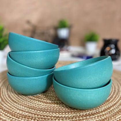 Ceramic Dining Matte Eurasian Teal Green Ceramic Bowls/ Katoris Set of 6