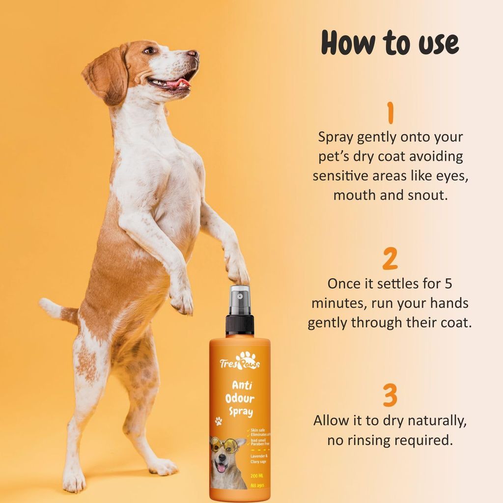 Trespaws Odour Remover Spray for Dogs & Cats - Pet Area Freshener - Pet Odour Eliminator - Bad Smell Remover - 200 ml