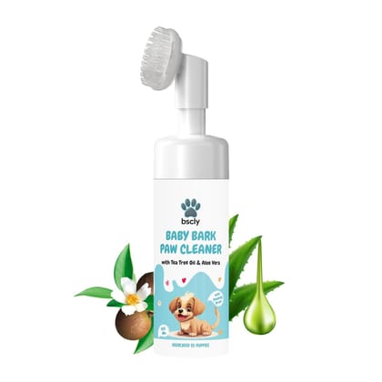 Bscly Dog Paw Cleaner for Dogs and Cats, Magic Foam - Clean Paws No-Rinse Foaming Cleanser-Dry Shampoo, Silicone Brush for Dogs Cats Feet Cleaning - 150ml