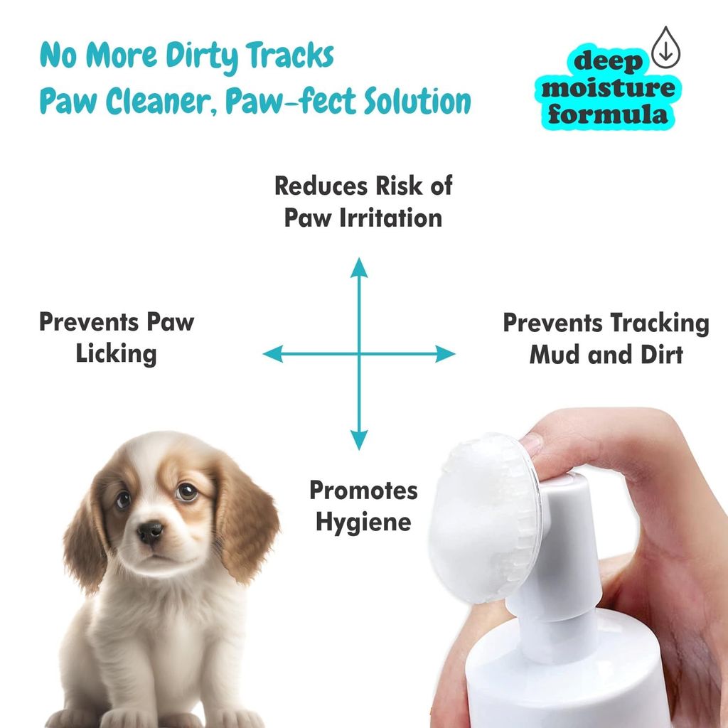 Bscly Dog Paw Cleaner for Dogs and Cats, Magic Foam - Clean Paws No-Rinse Foaming Cleanser-Dry Shampoo, Silicone Brush for Dogs Cats Feet Cleaning - 150ml