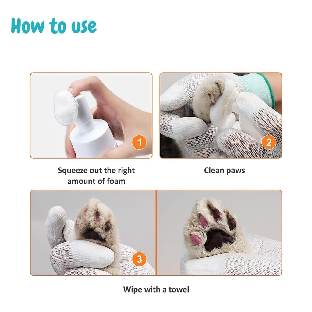 Bscly Dog Paw Cleaner for Dogs and Cats, Magic Foam - Clean Paws No-Rinse Foaming Cleanser-Dry Shampoo, Silicone Brush for Dogs Cats Feet Cleaning - 150ml
