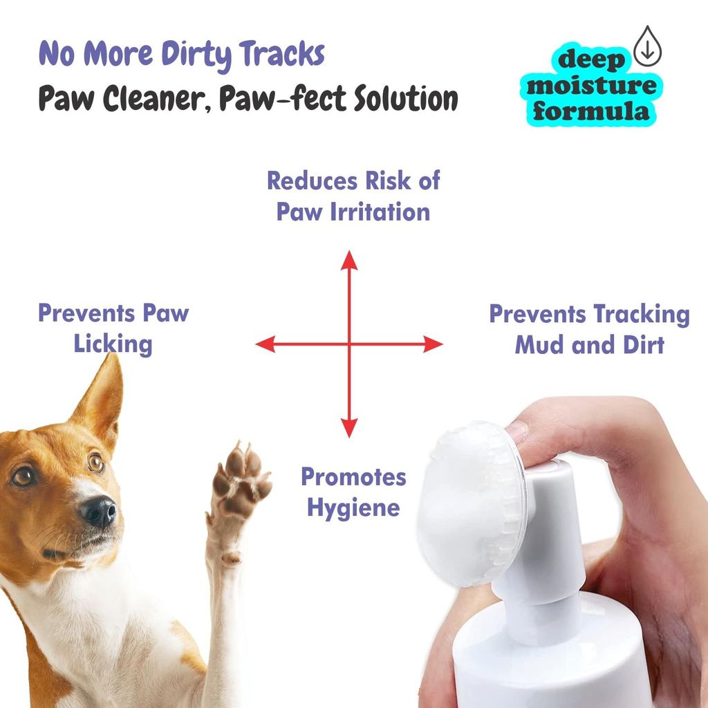 Bscly Paw Cleaner with Lavender & Vanilla for Dog Cat Waterless Foot Scrubber Cleaning Foam with Silicone Washer Brush - 120ml