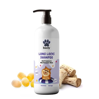 Bscly Long Locks Dog Shampoo with Green Tea & Aloevera | Dog Shampoo for Pomeranian, Shih tzu Puppy, German Shepherd, Labrador & Golden Retriever, Dogs Shampoo | 500ml