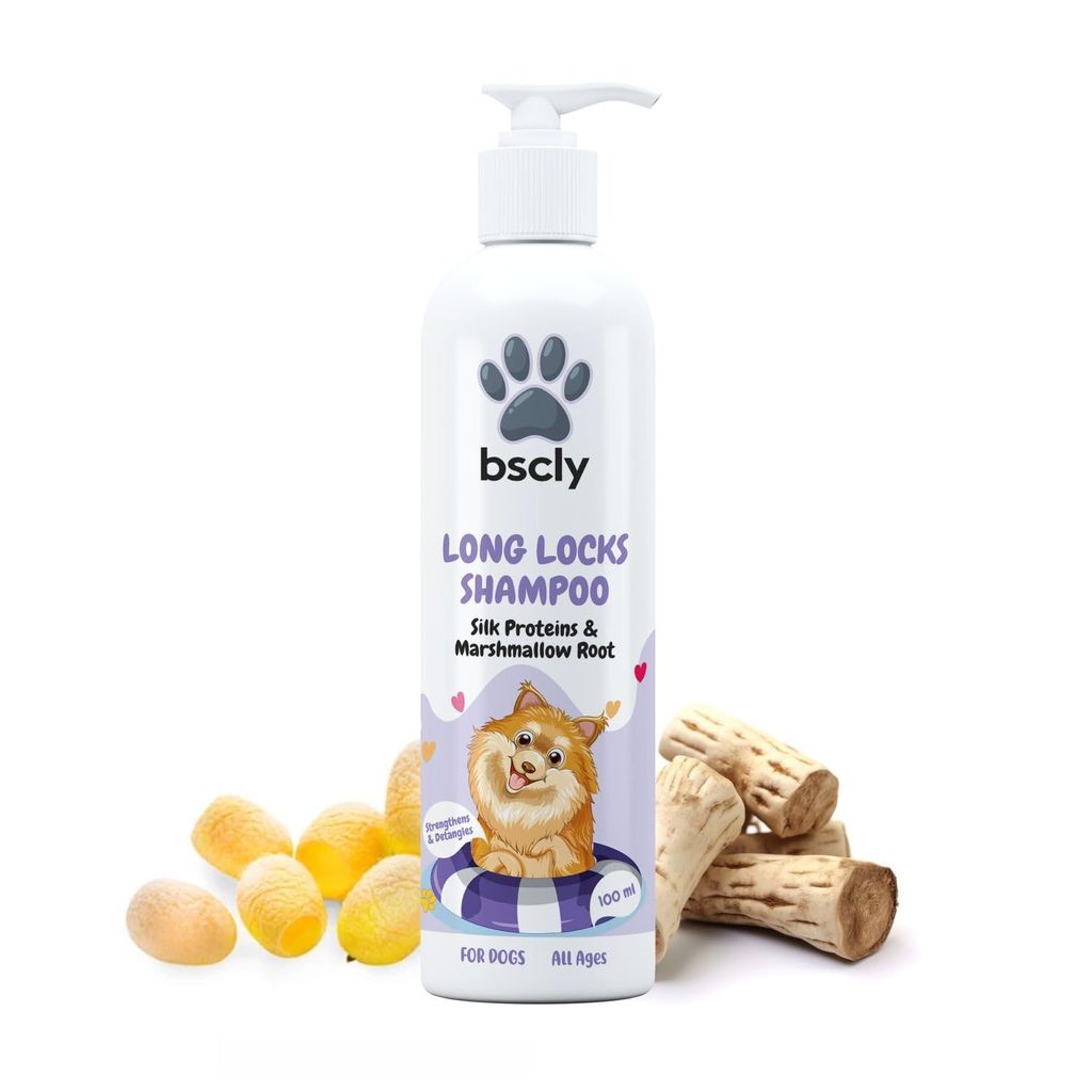 Bscly Long Locks Dog Shampoo with Green Tea & Aloevera | Dog Shampoo for Pomeranian, Shih tzu Puppy, German Shepherd, Labrador & Golden Retriever, Dogs Shampoo | 100ml