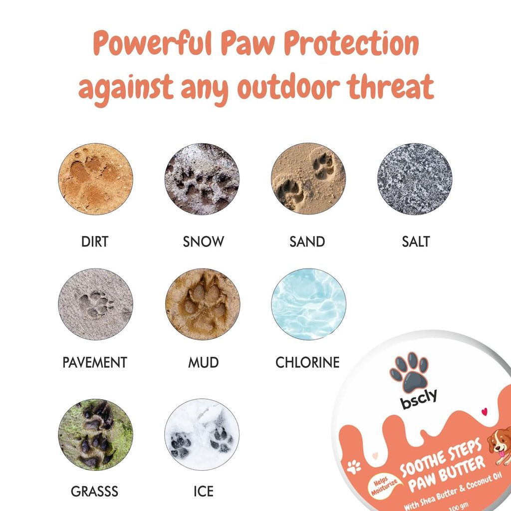 Bscly 2-in-1 Moisturizing Soothe Paw Butter & Elbow Protector 100g | for All Pet Care - Natural Cream, Wax, Balm for Healing Dry, Cracked, Chapped Paws & Elbows | Repairs & Heals