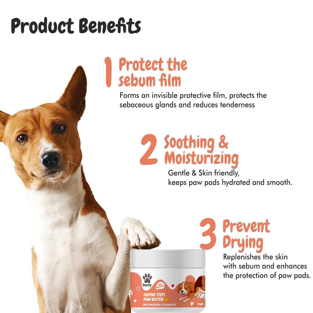 Bscly 2-in-1 Moisturizing Soothe Paw Butter & Elbow Protector 50g | for All Pet Care - Natural Cream, Wax, Balm for Healing Dry, Cracked, Chapped Paws & Elbows | Repairs & Heals
