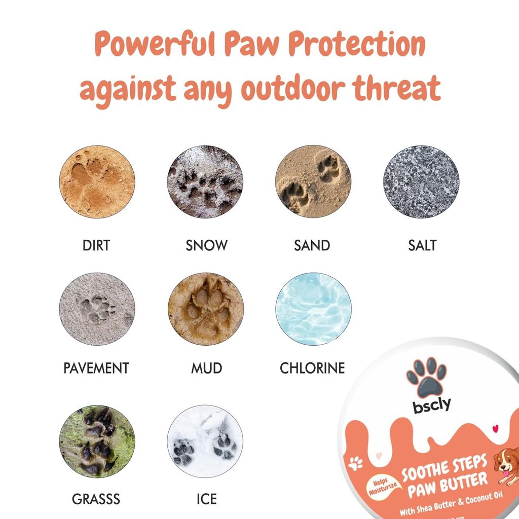 Bscly 2-in-1 Moisturizing Soothe Paw Butter & Elbow Protector 50g | for All Pet Care - Natural Cream, Wax, Balm for Healing Dry, Cracked, Chapped Paws & Elbows | Repairs & Heals