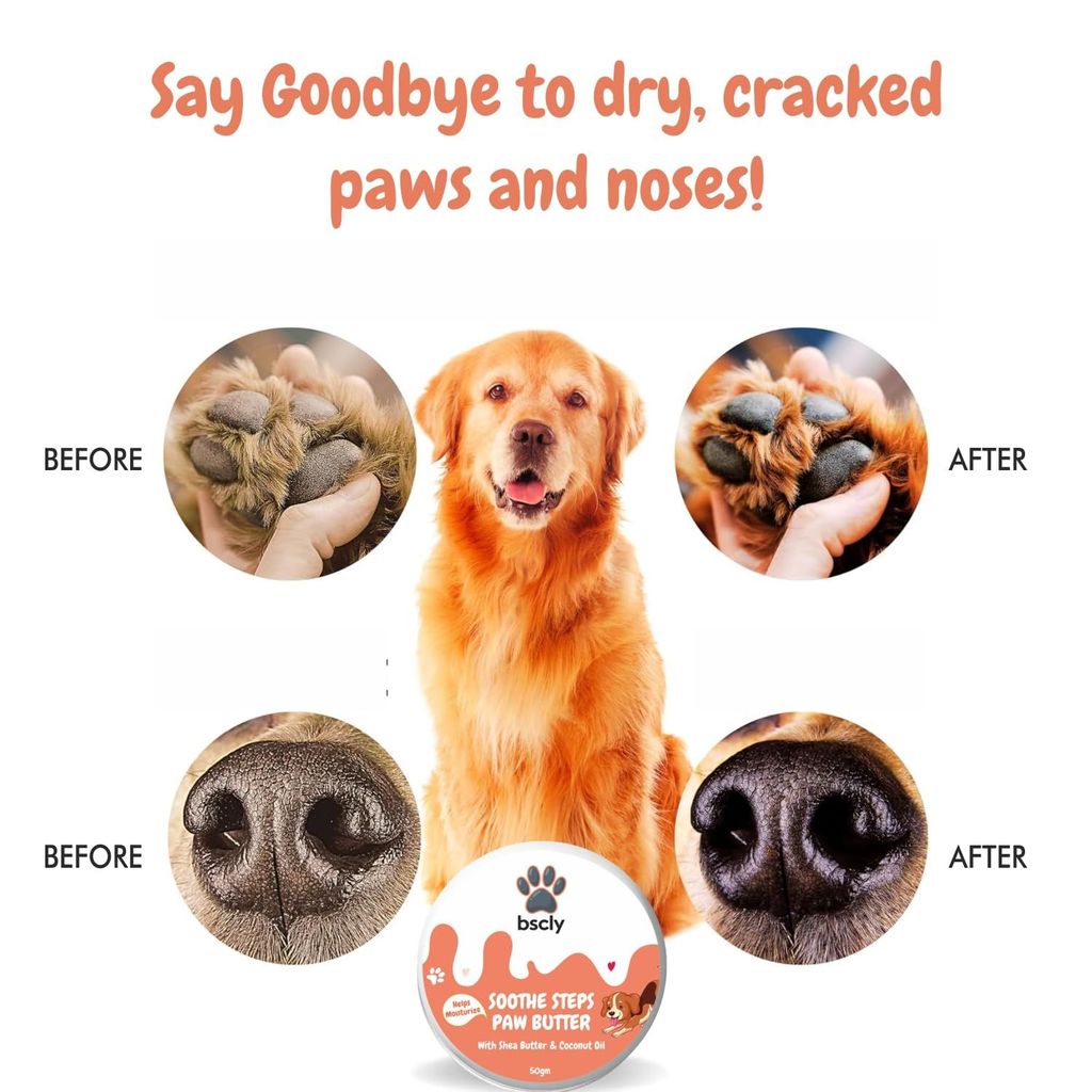 Bscly 2-in-1 Moisturizing Soothe Paw Butter & Elbow Protector 50g | for All Pet Care - Natural Cream, Wax, Balm for Healing Dry, Cracked, Chapped Paws & Elbows | Repairs & Heals