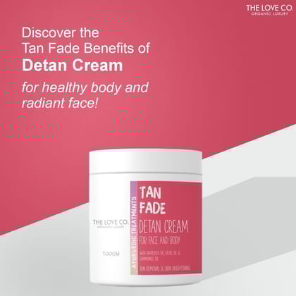 The Love Co Detan Cream with Ayurvedic Turmeric and Sandalwood | Enriched with Grape Seed Oil, Olive Oil, and Chamomile Oil | Unisex, Vegan, Cruelty-Free, Dark Spot Removal