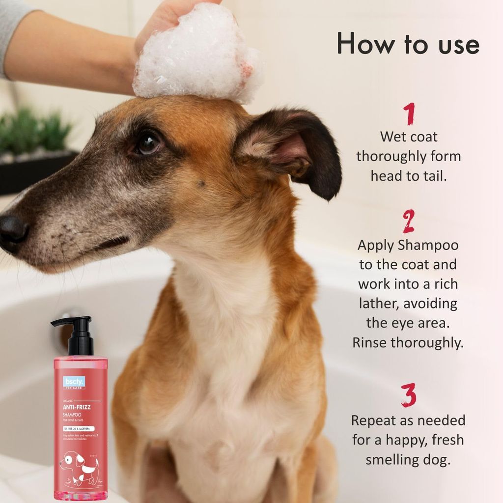 Bscly Anti Frizz Dog Shampoo with Tea Tree Oil & Aloe Vera - 200ml | Dog Shampoo for Pomeranian, Shih tzu Puppy, German Shepherd, Labrador & Golden Retriever, Dogs Shampoo