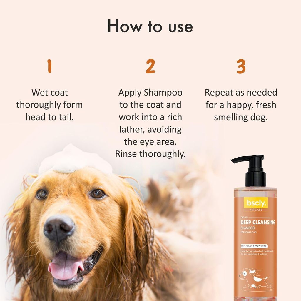 Bscly Deep Cleansing with Berry Extract & Coconut Oil | Dog Shampoo for Pomeranian, Shih tzu Puppy, German Shepherd, Labrador & Golden Retriever, Dogs Shampoo - 200ml