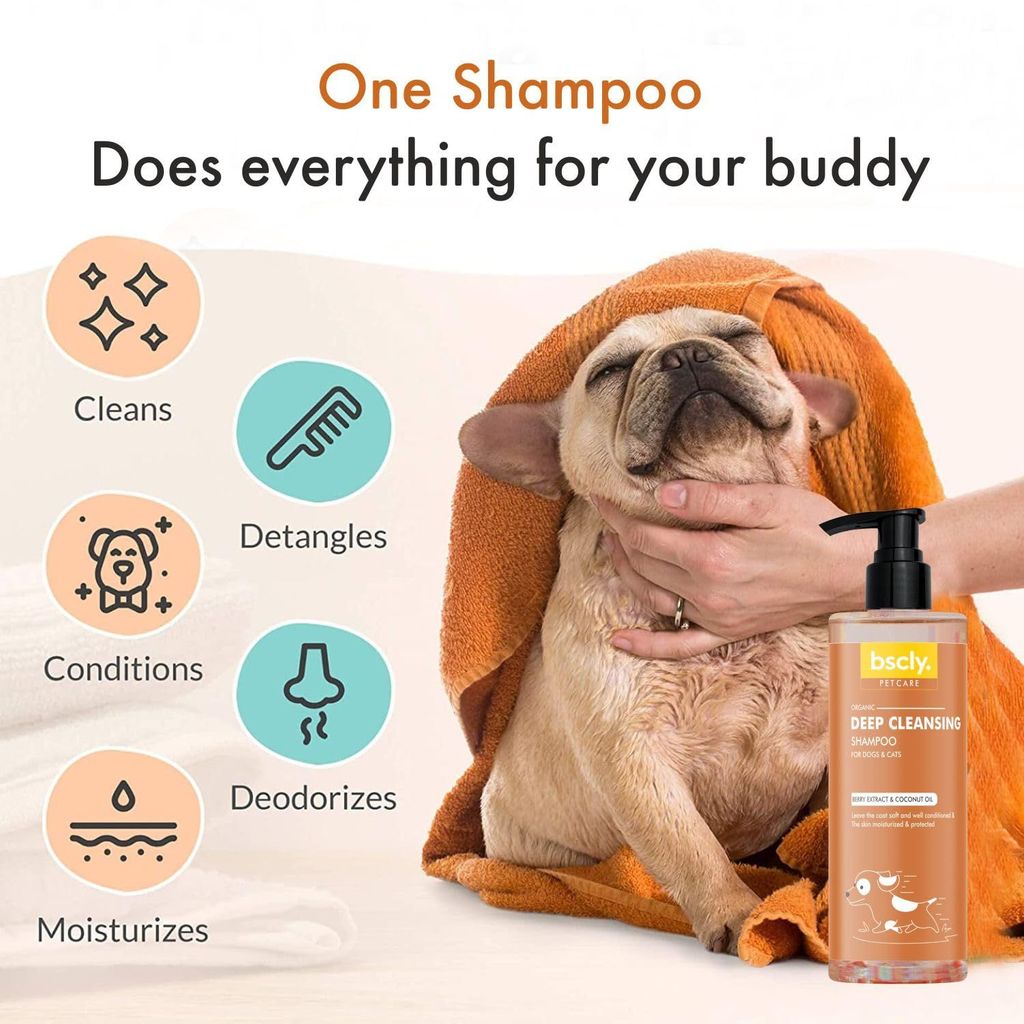 Bscly Deep Cleansing with Berry Extract & Coconut Oil | Dog Shampoo for Pomeranian, Shih tzu Puppy, German Shepherd, Labrador & Golden Retriever, Dogs Shampoo - 200ml