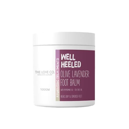 THE LOVE CO. Well Heeled Foot Balm | For Cracked Heels & Dry Feet, Foot Care Balm With Olive Lavender Healthy Feet | 100gm