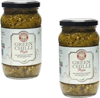 Organic Nation Green Chilli Pickle Pack Of 2