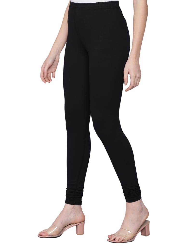 SOFT COLORS Women's Skinny Fit Ethnic Wear Churidar Leggings (Black)
