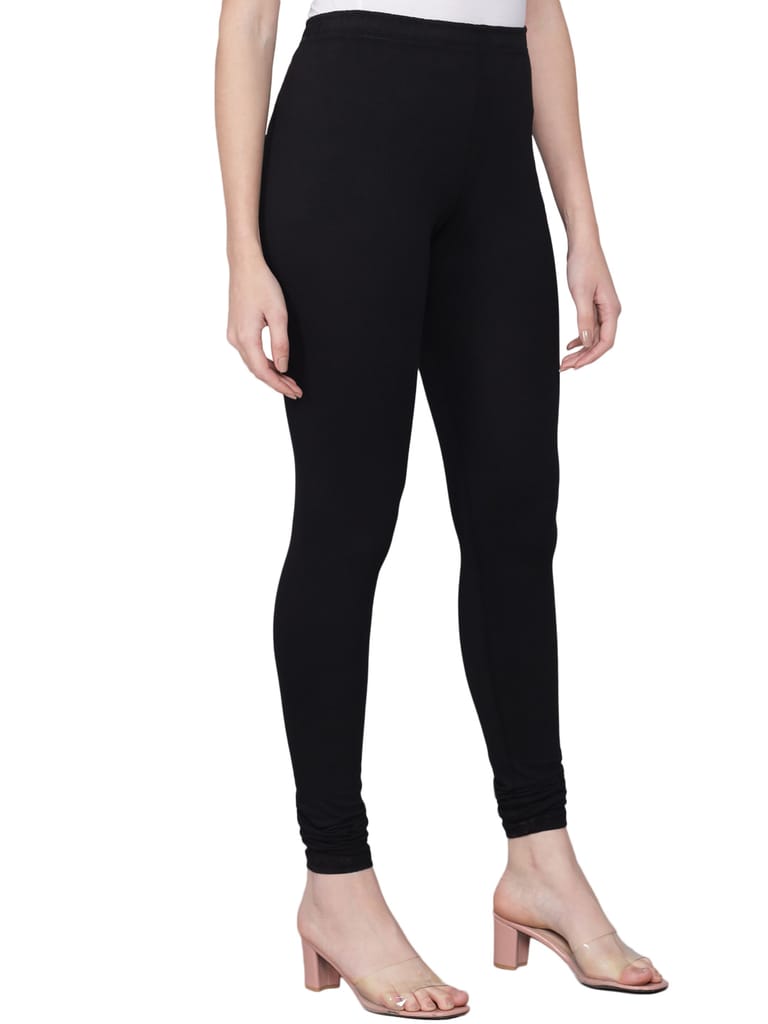 SOFT COLORS Women's Skinny Fit Ethnic Wear Churidar Leggings (Black)