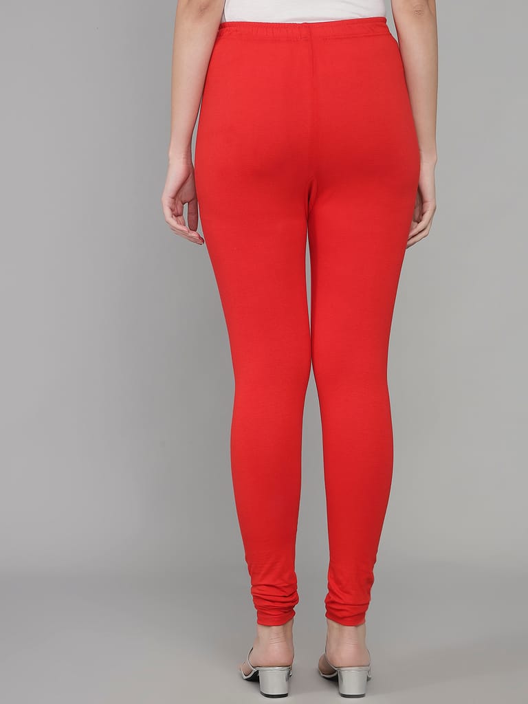 SOFT COLORS Women's Skinny Fit Ethnic Wear Churidar Leggings (Red)