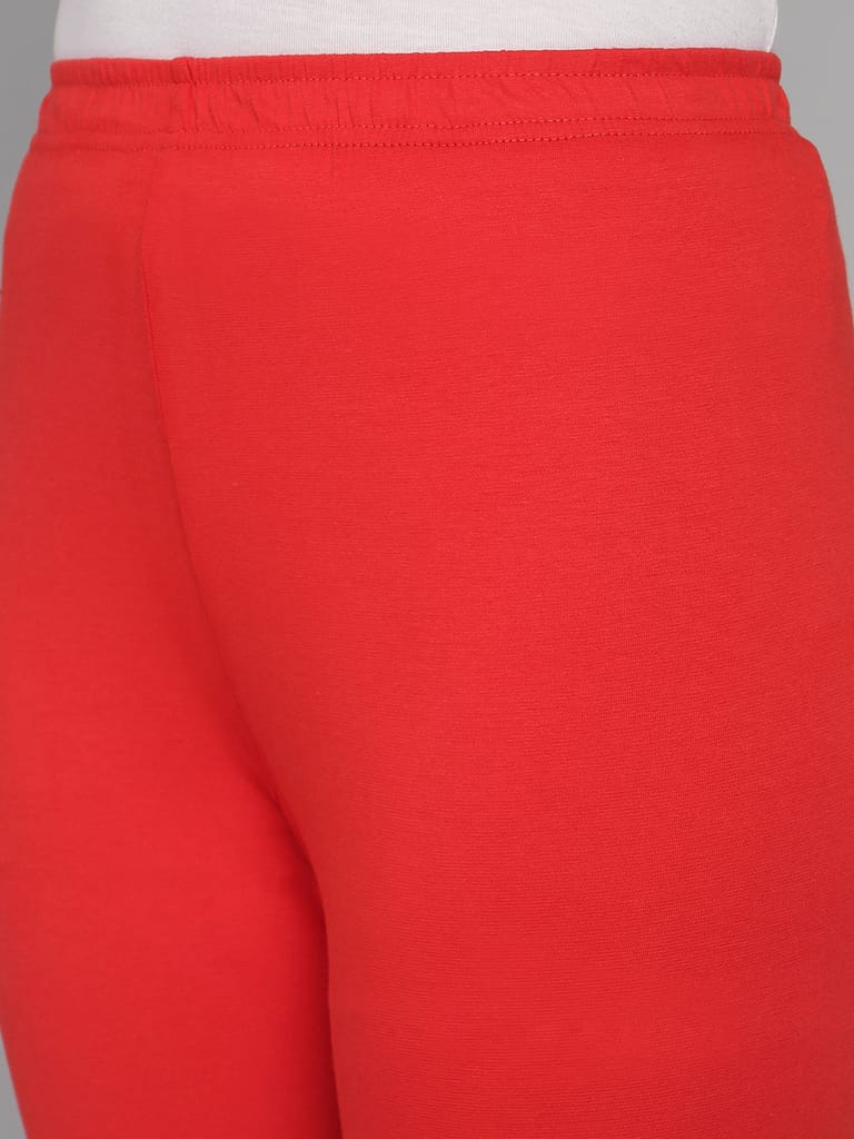 SOFT COLORS Women's Skinny Fit Ethnic Wear Churidar Leggings (Red)