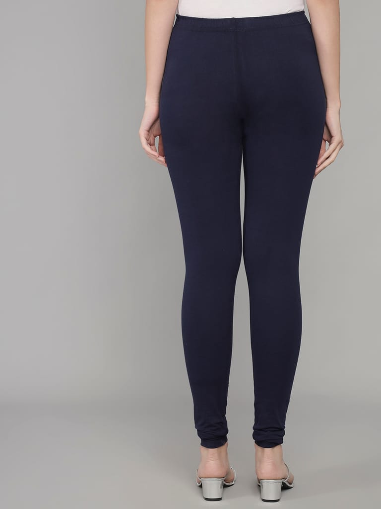 SOFT COLORS Women's Skinny Fit Ethnic Wear Churidar Leggings (Navy Blue)