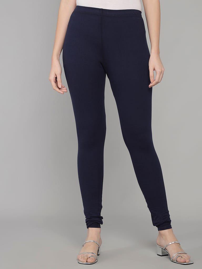 SOFT COLORS Women's Skinny Fit Ethnic Wear Churidar Leggings (Navy Blue)