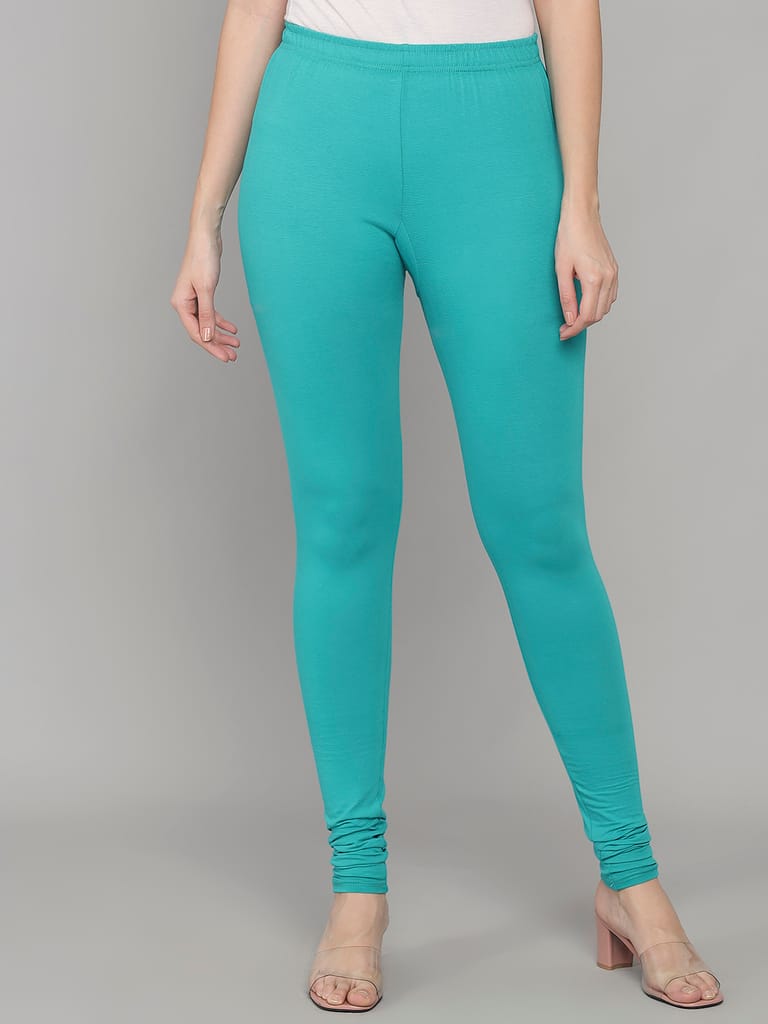 SOFT COLORS Women's Skinny Fit Ethnic Wear Churidar Leggings (Rama Green)