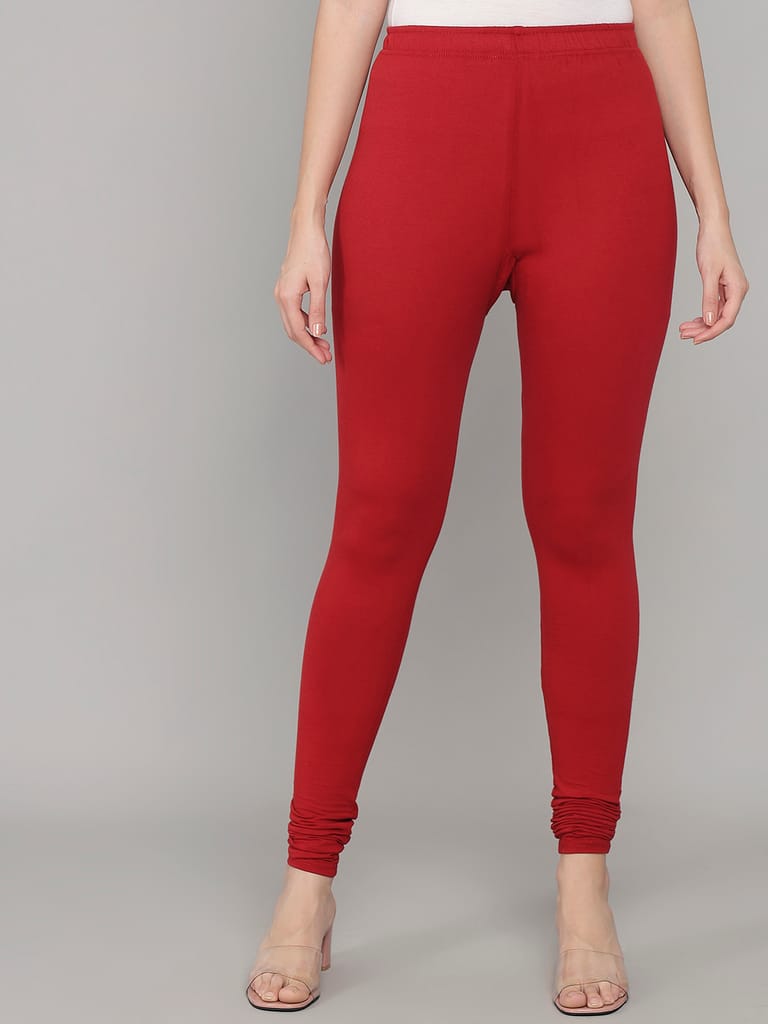 SOFT COLORS Women's Skinny Fit Ethnic Wear Churidar Leggings (Maroon)